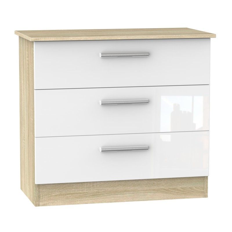 Buxton Chest of Drawers Natural & White 3 Drawers