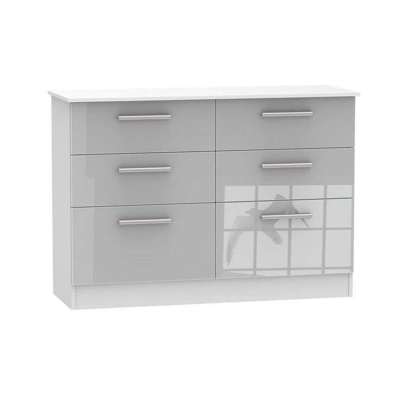 Buxton Large Chest of Drawers White & Grey 6 Drawers