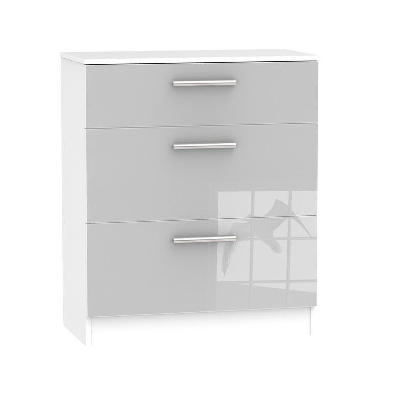 Buxton Chest of Drawers White & Grey 3 Drawers - 88.5cm