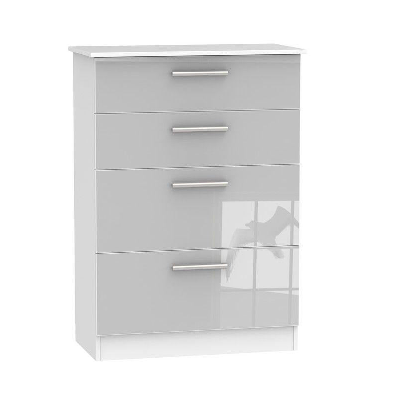 Buxton Tall Chest of Drawers White & Grey 4 Drawers