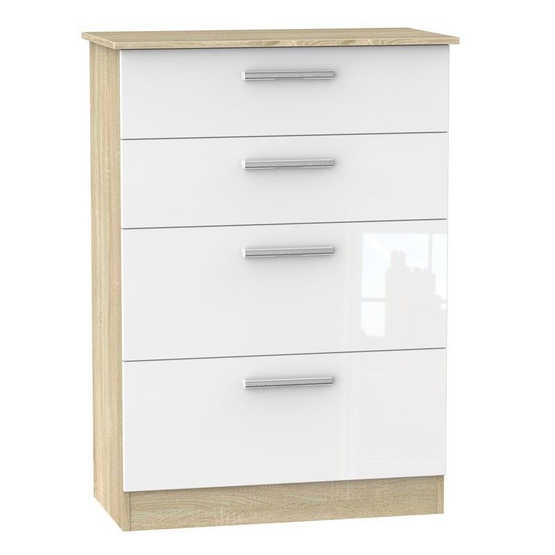 Buxton Tall Chest of Drawers Natural & White 4 Drawers