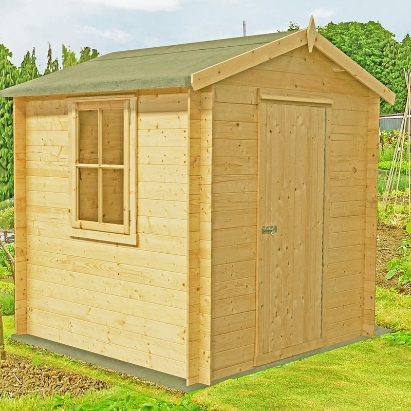 Shire Danbury 7' 4" x 6' 11" Apex Log Cabin - Premium 19mm Cladding Log Clad