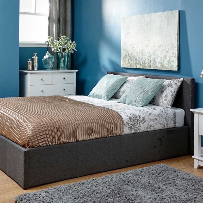 Winston Double Ottoman Bed Wood Grey 5 x 7ft