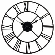See more information about the Roman Numeral Clock Metal Black Wall Mounted Battery Powered - 40cm