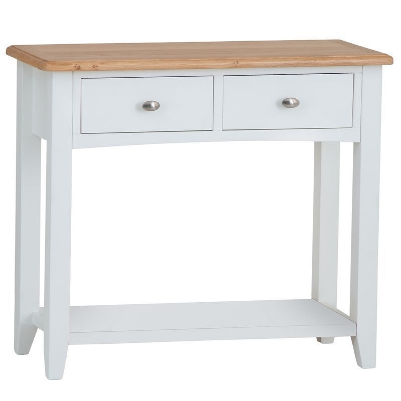 Ava Oak Console Table White 2 Drawers