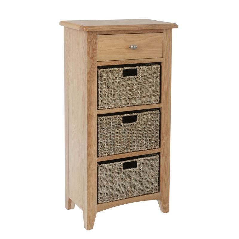 Oxford Oak Side Table Natural 4 Drawers