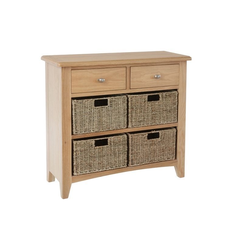 Oxford Oak Side Table Natural 6 Drawers