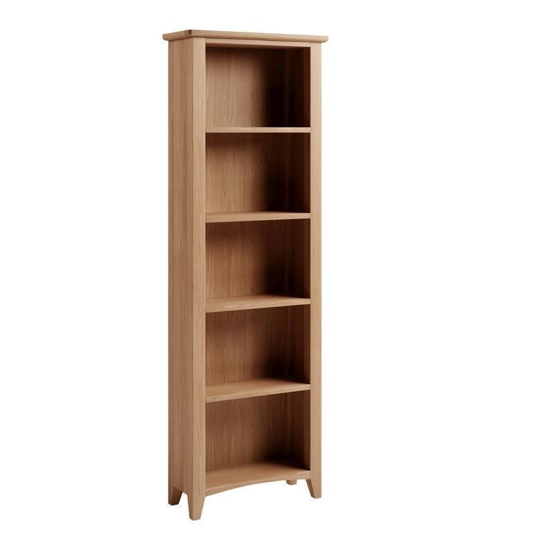 Oxford Oak Tall Bookcase Natural 5 Shelves 5 Drawers