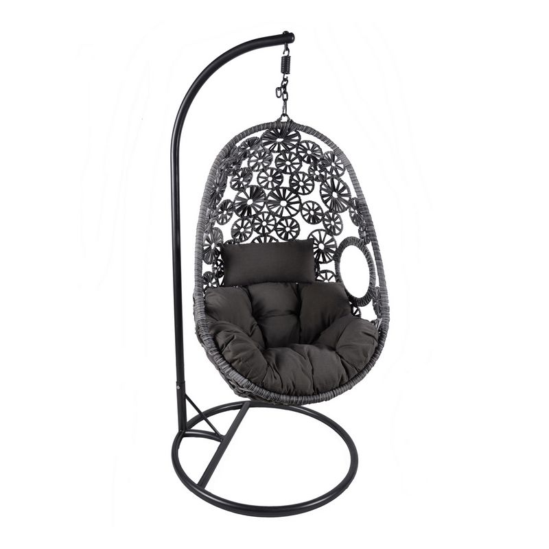 Wensum Rattan Hanging Garden Swing Chair Cushion Grey