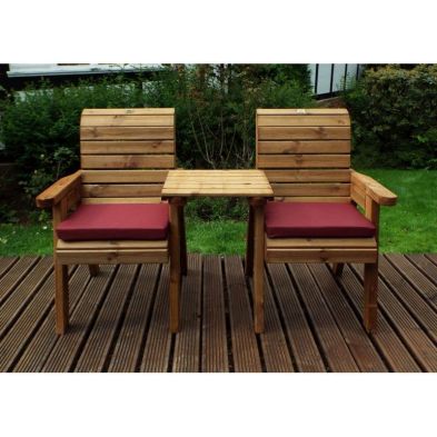 See more information about the Scandinavian Redwood Garden Tete a Tete by Charles Taylor - 2 Seats Burgundy Cushions