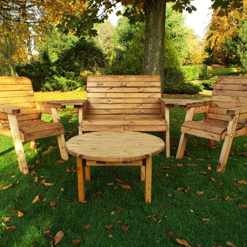Charles Taylor 4 Seat Circular Table Combi Scandinavian Redwood Garden Furniture