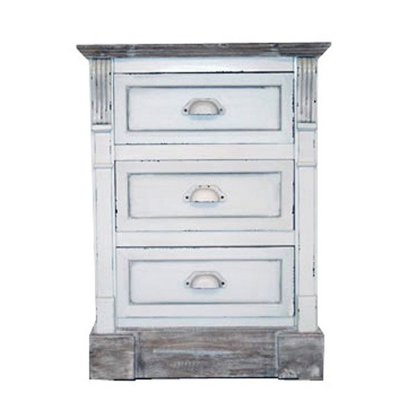 Wensum Shabby Chic Bedside White 3 Drawers