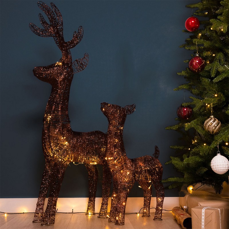 LED Reindeer Set - 70cm (80 LED)  & 90cm (100 LED) by Wensum