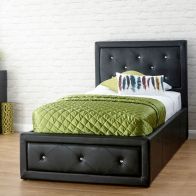 See more information about the Hollywood Single Ottoman Bed Faux Leather Black 3 x 7ft