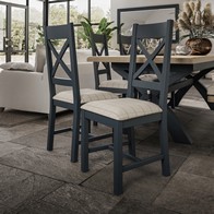 See more information about the Pair of Bondi Cross Back Dining Chairs Oak Blue