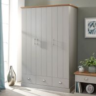 See more information about the Kendal Tall Wardrobe Grey 3 Doors 1 Shelf 3 Drawers