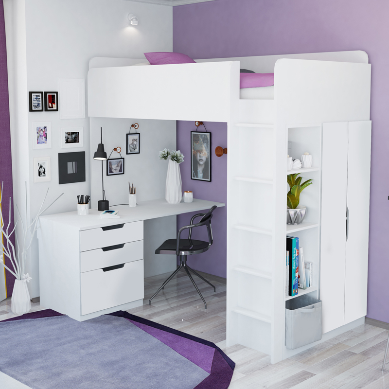 Kudl Single Furniture Set White 7 x 4ft by Kidsaw