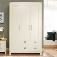 See more information about the Lancaster Tall Wardrobe Cream 3 Doors 1 Shelf 2 Drawers