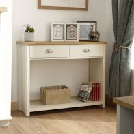 See more information about the Lancaster Console Table Cream 1 Shelf 2 Drawers