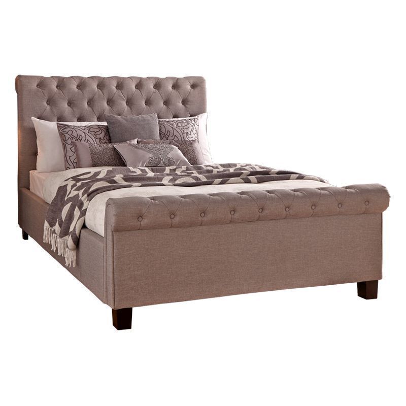 Layla Double Ottoman Bed Fabric Light Brown 5 x 7ft