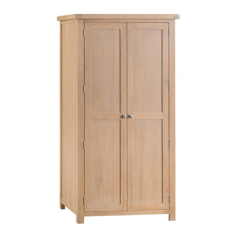 Oak Wardrobe 2 Doors Natural Lime-Washed Oak with Dovetailed Joints
