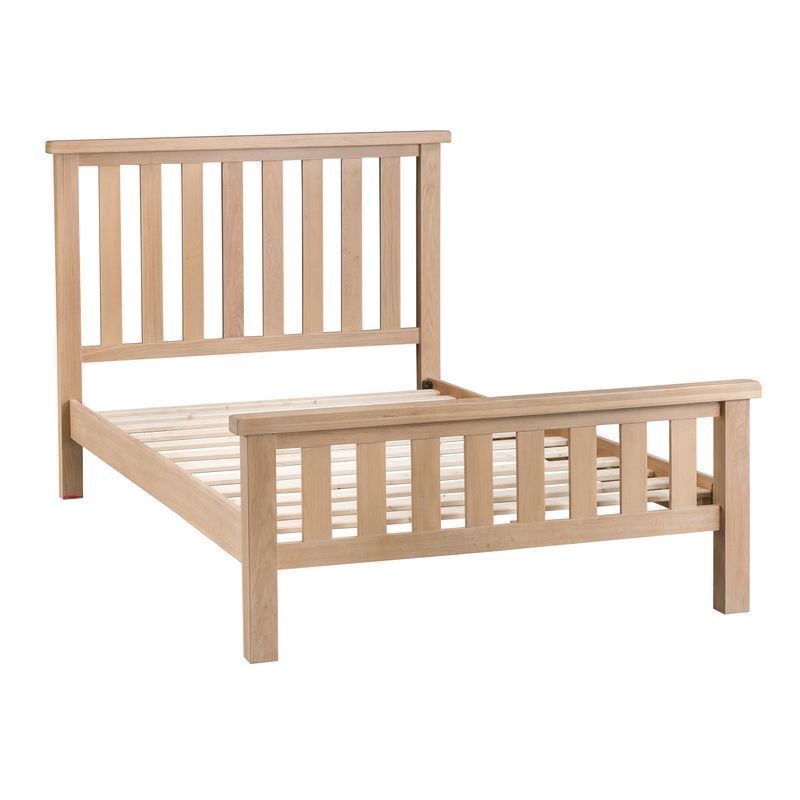 Oak King Size Bed Frame Natural Lime-Washed Oak with Dovetailed Joints