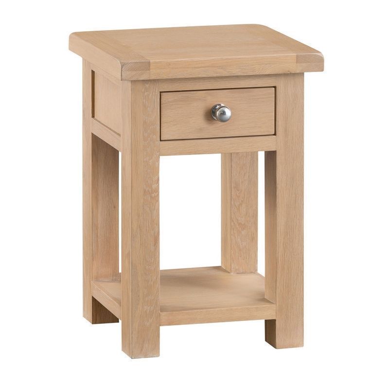 Monica Side Table Oak 1 Shelf 1 Drawer