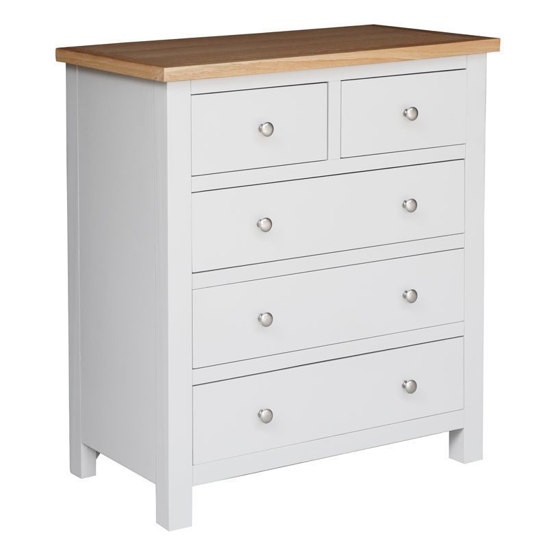 Lucerne Chest of Drawers Oak White 5 Drawers
