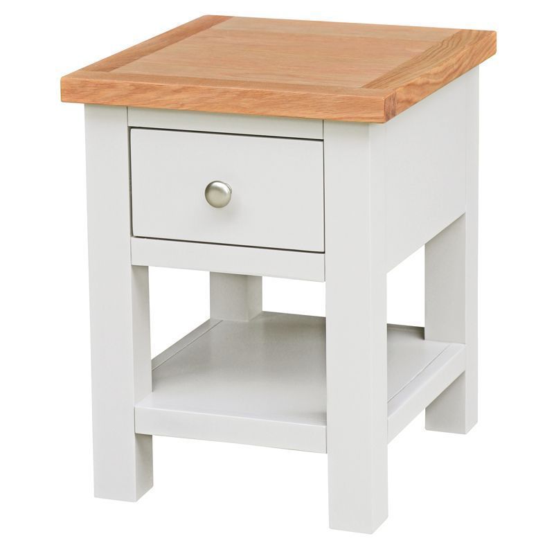 Lucerne Side Table Oak White 1 Shelf 1 Drawer