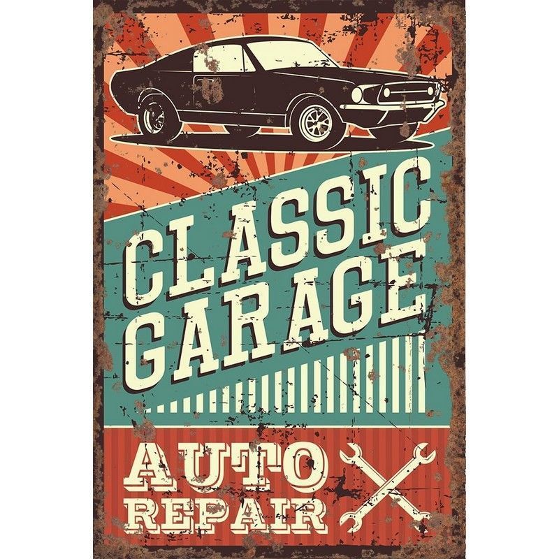 Vintage Garage Sign Metal Wall Mounted - 40cm
