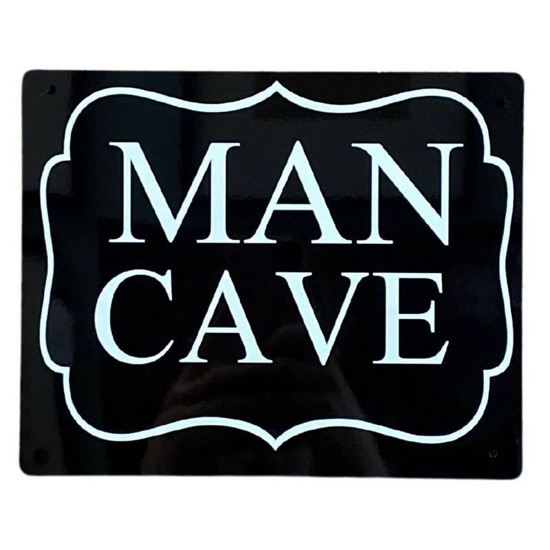 Man Cave Sign Metal Black Wall Mounted - 25cm