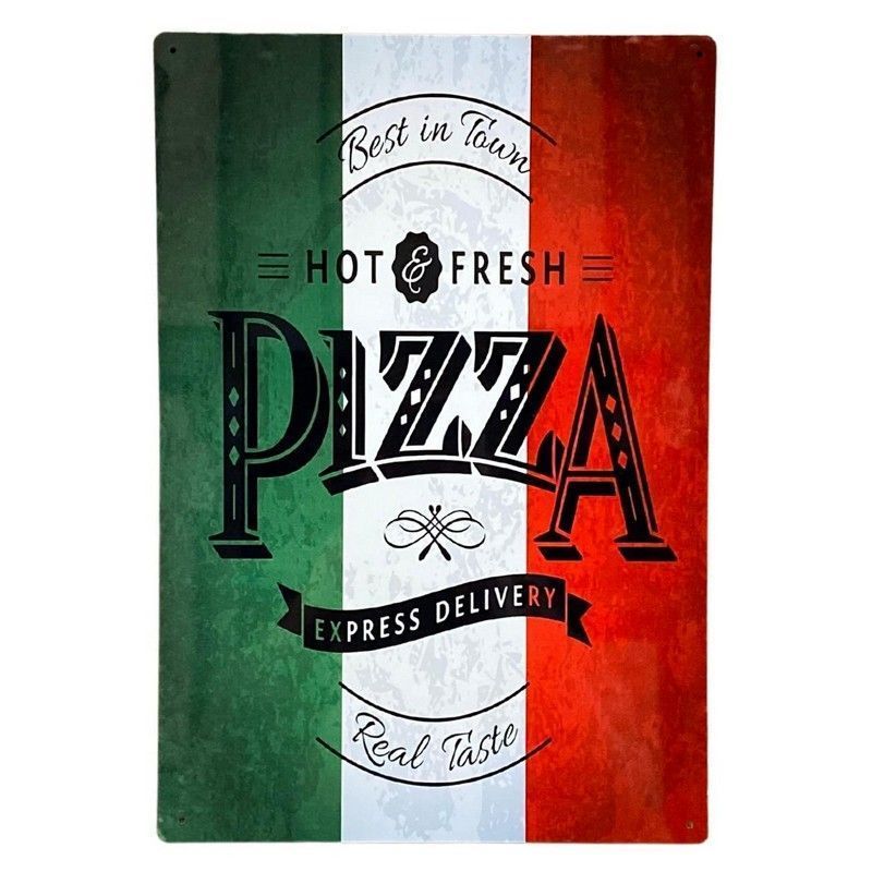 Pizza Italy Sign Metal Wall Mounted - 41cm