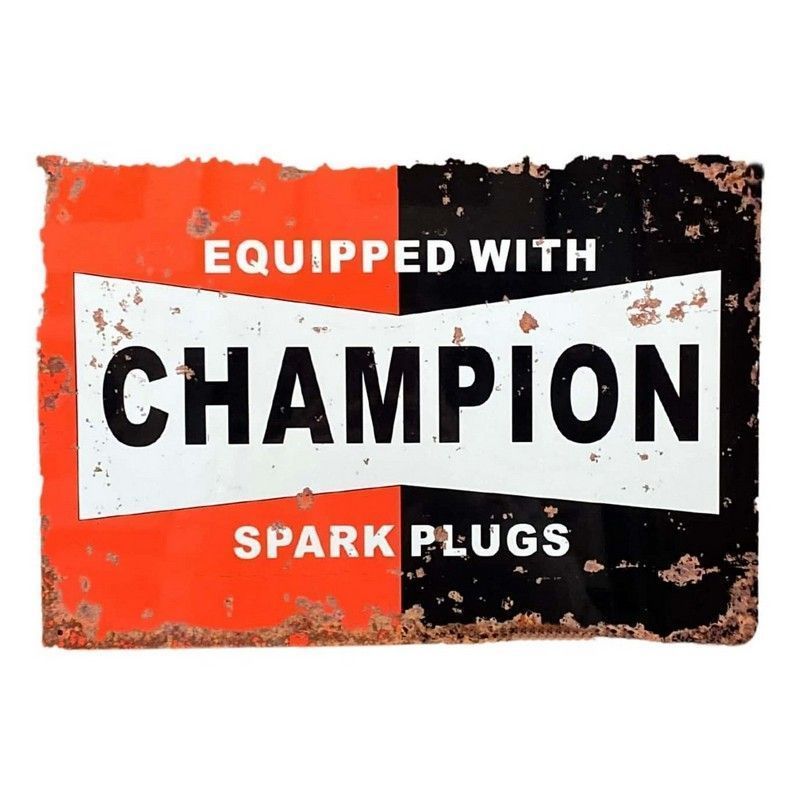 Vintage Champion Spark Plugs Sign Metal Wall Mounted - 41cm