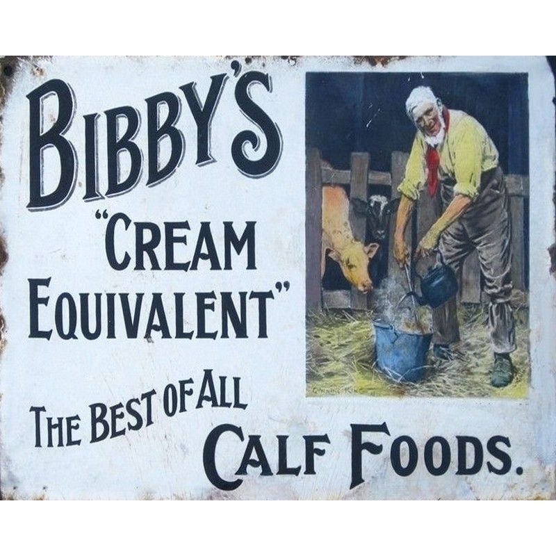Vintage Bibby's Calf Foods Sign Metal Wall Mounted - 42cm