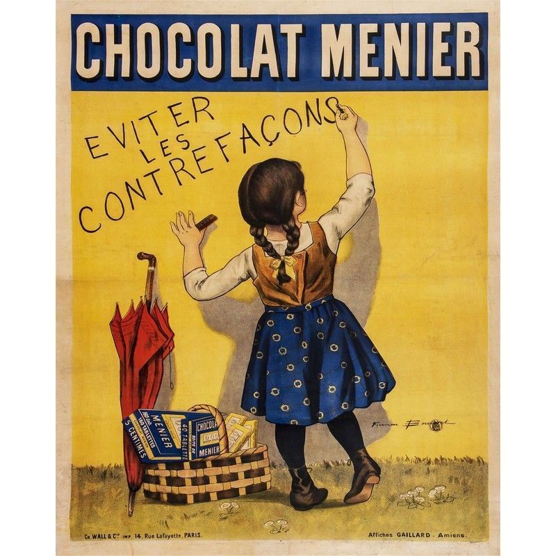 Vintage Chocolate Menier Sign Metal Wall Mounted - 42cm