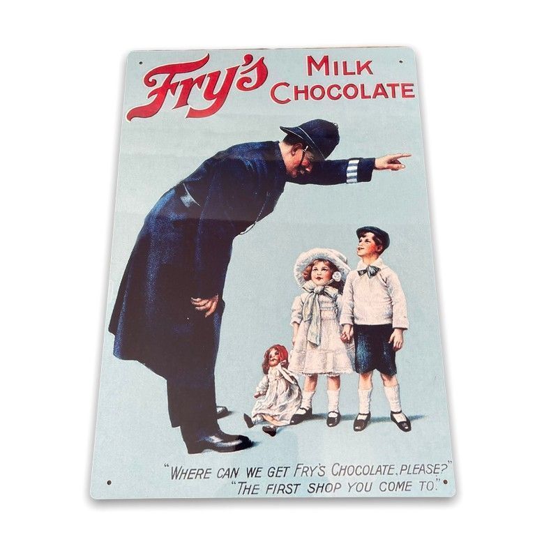 Vintage Fry's Milk Chocolate Sign Metal Wall Mounted - 42cm