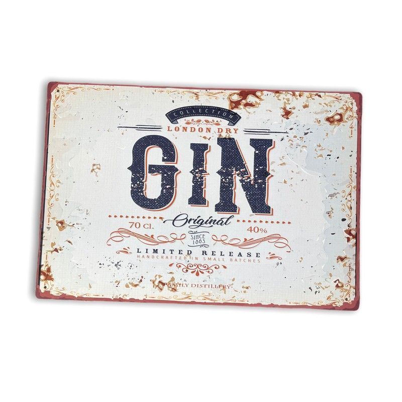 Vintage London Dry Gin Sign Metal Wall Mounted - 42cm