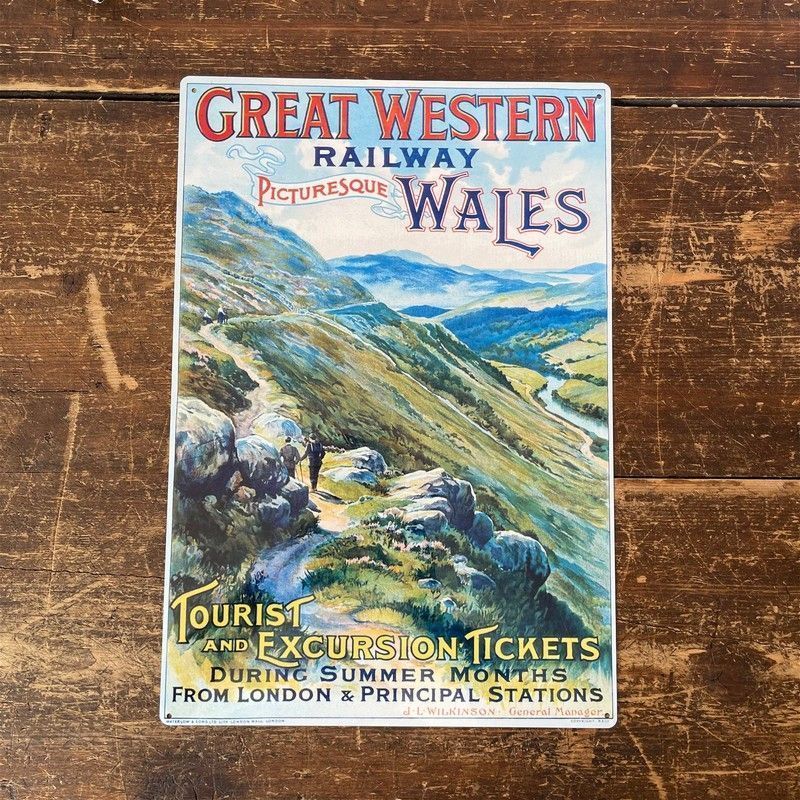 Vintage British Railways Wales Sign Metal Wall Mounted - 42cm