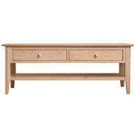 See more information about the Bayview Large Coffee Table Oak 1 Shelf 2 Drawer