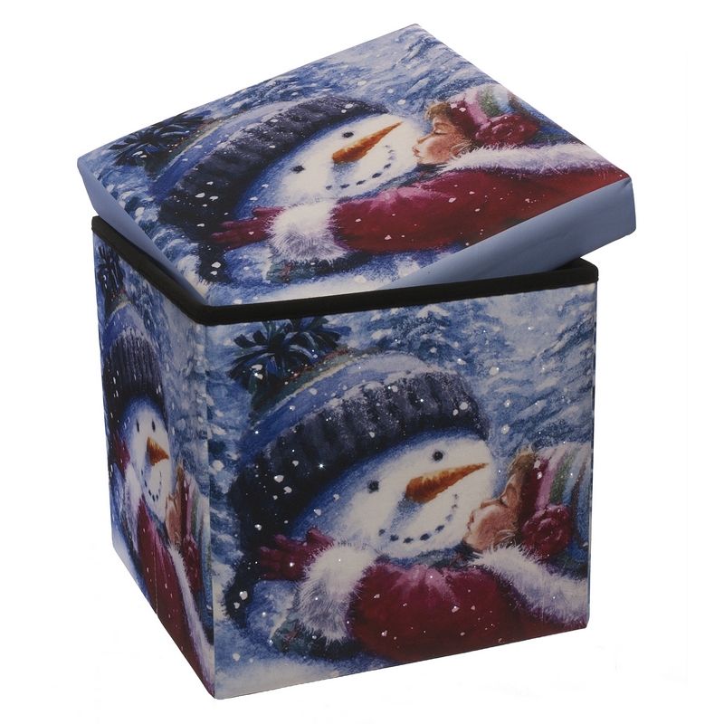 Christmas Storage Box Decoration Accessory with Snowman Pattern - 37cm 