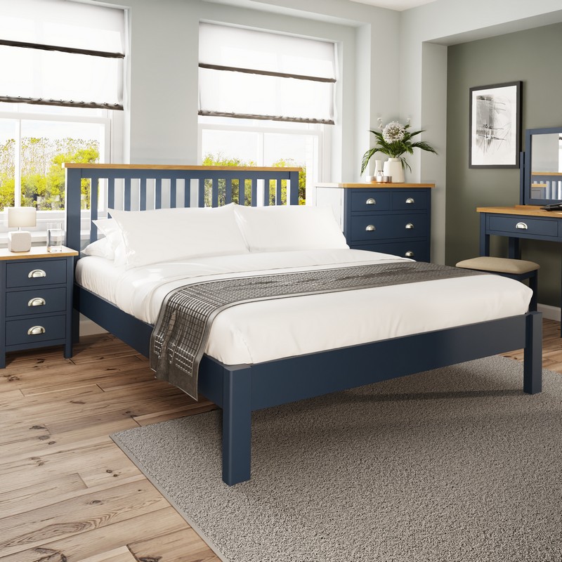Rutland King Size Bed Oak Blue 6 x 7ft