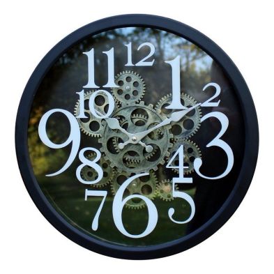 See more information about the Steampunk Clock Metal Black Wall Mounted Battery Powered - 38cm