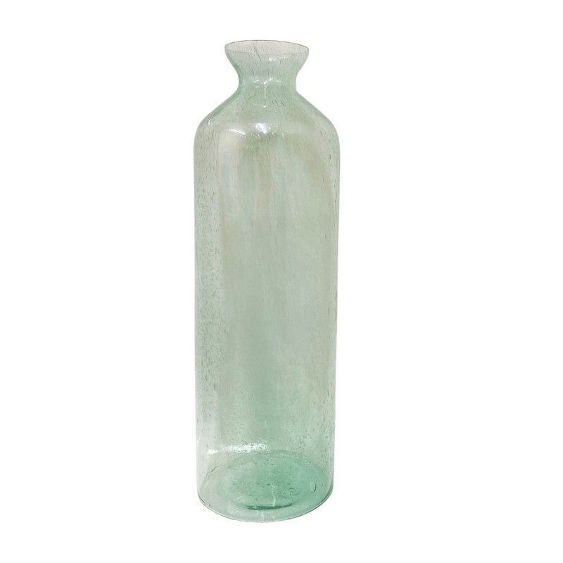 Vase Glass Green with Bubble Pattern - 41cm