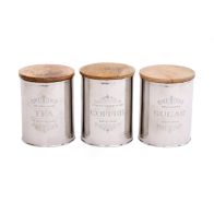 See more information about the 3 x Metal Tins 17cm - Silver