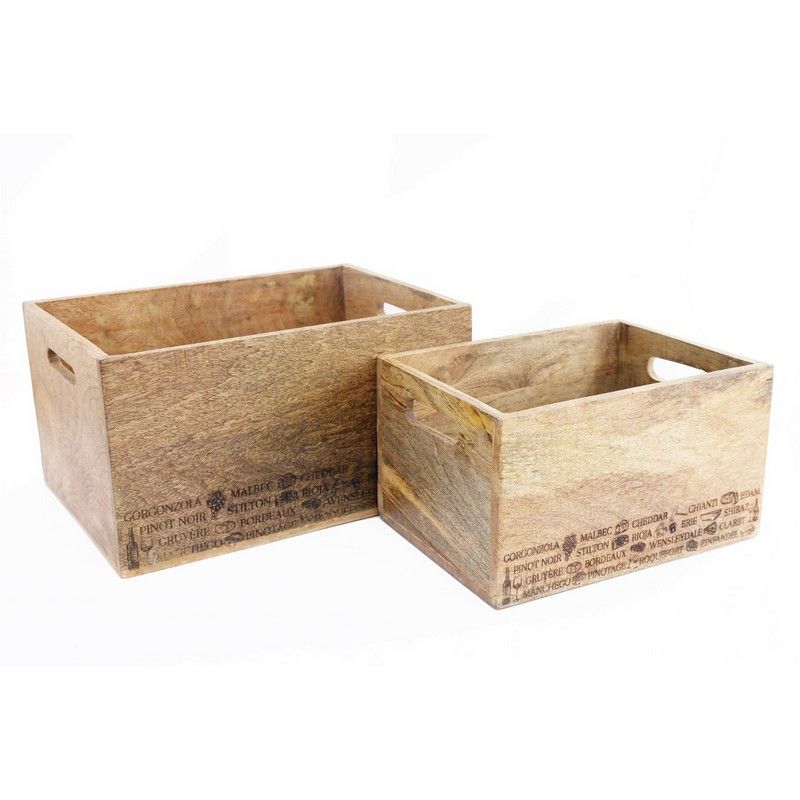 2 x Wine & Cheese Wood Crates - Natural