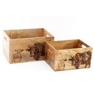 See more information about the 2 x Cow Wood Crates - Natural
