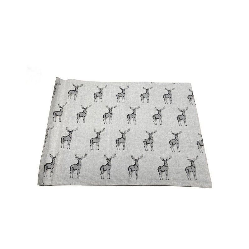 2x Placemat Fabric Grey with Stag Pattern - 46cm
