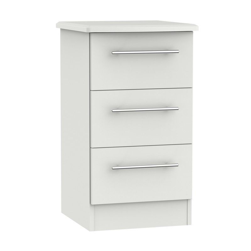 Colby Slim Bedside Table Light Grey 3 Drawers