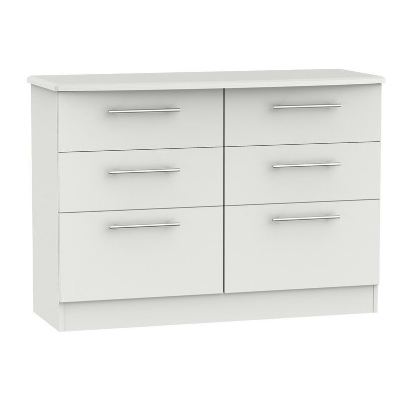 Colby Large Chest of Drawers Light Grey 6 Drawers