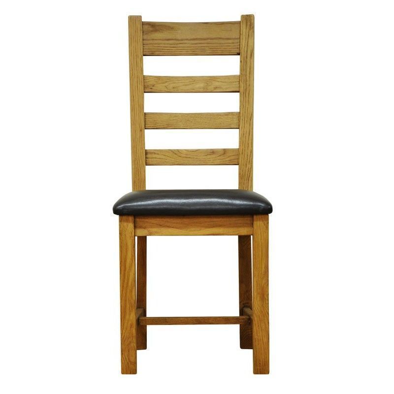 Montacute Ladder Back Dining Chair Oak With Faux Leather Seat